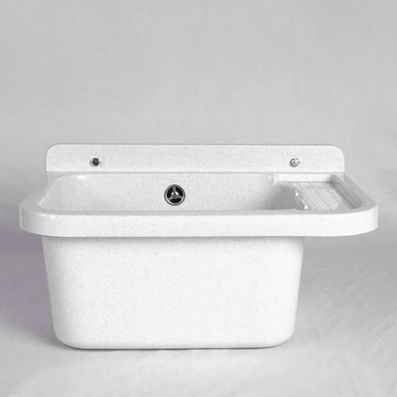 Lavatoio Da Esterno In Resina 60x34cm - Grigio Con Portasapone - Per Lavare I Panni In Giardino O Cantina - Foto 9