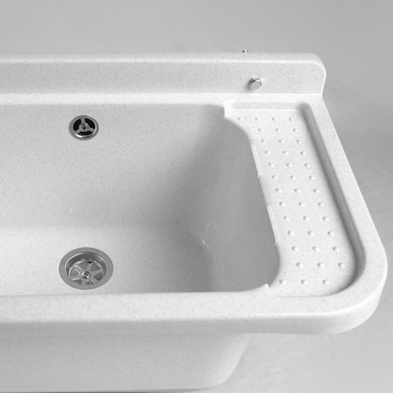 Lavatoio Da Esterno In Resina 60x34cm - Grigio Con Portasapone - Per Lavare I Panni In Giardino O Cantina - Foto 5