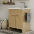 Mobile lavatoio frassino 60x50 con vasca e asse lavapanni in resina