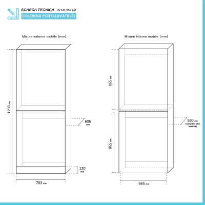Mobile coprilavatrice e asciugatrice da interno in legno nobilitato bianco  - Vendita Online ItaliaBoxDoccia