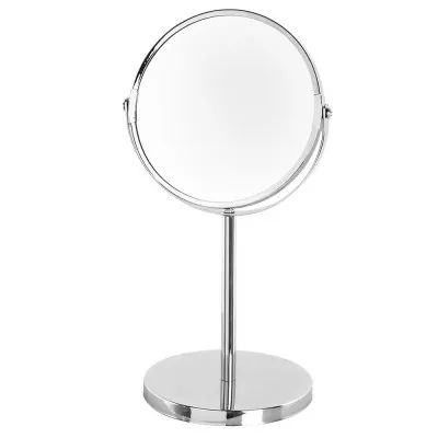 Specchio Beauty in Acciaio Cromato da Appoggio con Doppio Specchio