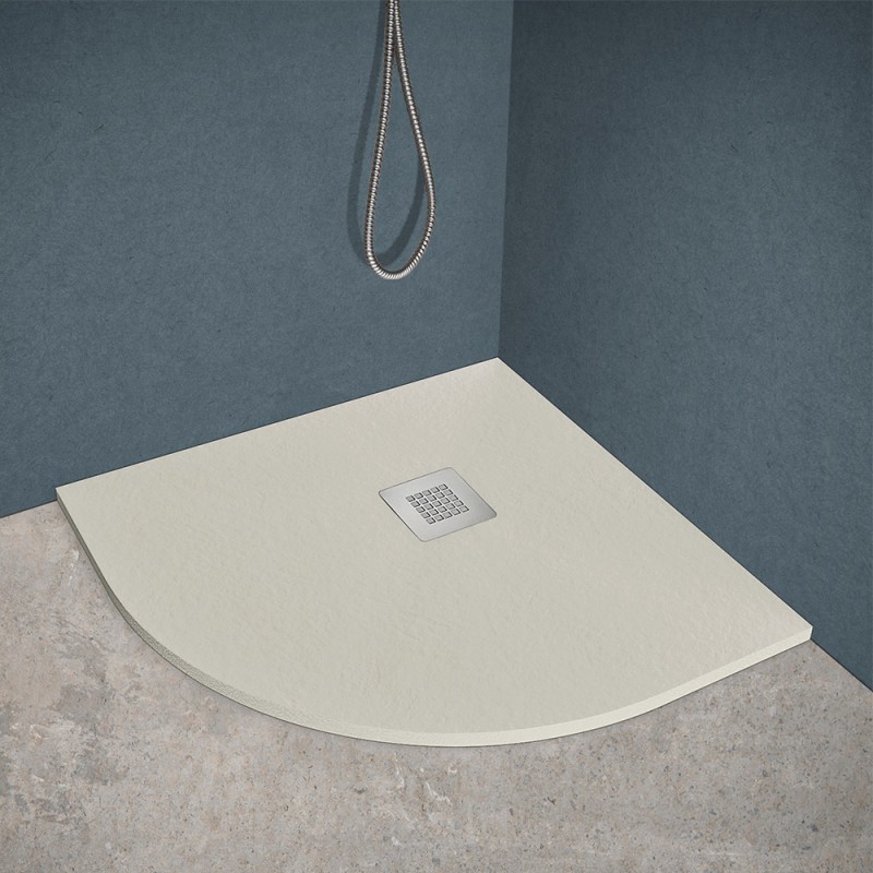 Piatto doccia semicircolare 100x100 beige riducibile su misura Ten