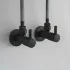 Coppia valvole da arresto tonde nero opaco attacchi 1/2G x 3/8G 