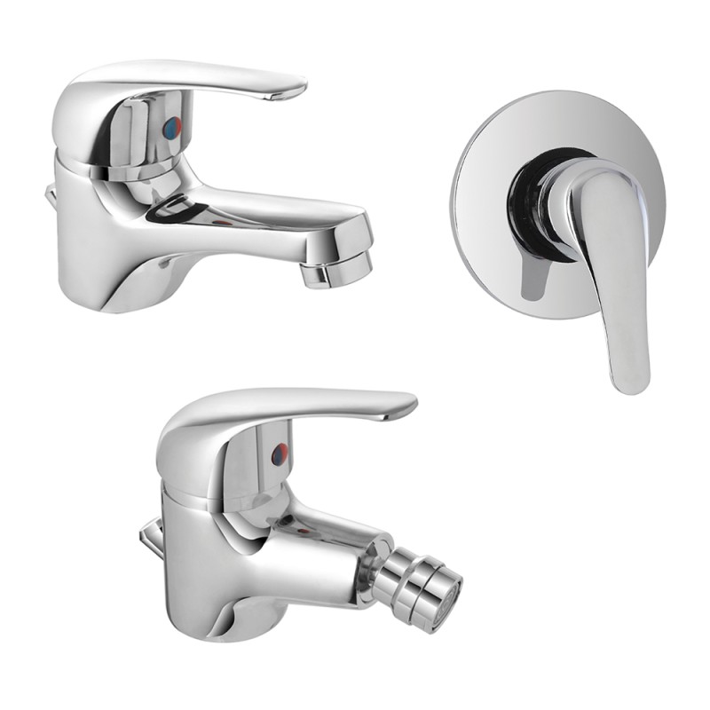 Set rubinetti lavabo bidet e doccia incasso con scarico automatico Kant