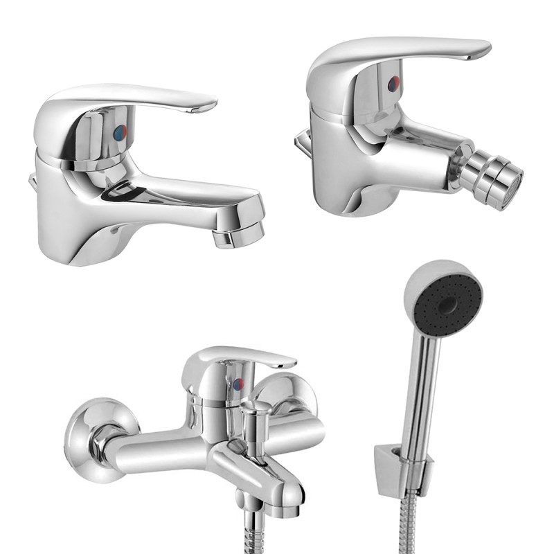 Set rubinetti lavabo bidet e vasca con kit doccia incluso Kant