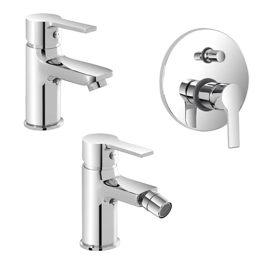Image of Set miscelatori lavabo bidet e doccia con deviatore scarico incluso Prima