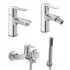 Set miscelatori lavabo bidet e vasca con doccetta e flessibile Prima