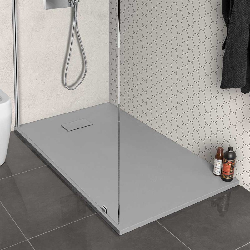 Piatto doccia 70x120 in resina grigio effetto pietra riducibile Agorà