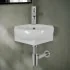 Lavabo sospeso ad angolo 39x36 in ceramica lucida con design ovale