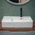 Lavandino da appoggio 60x43 con vasca a destra in ceramica lucida