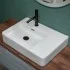Lavandino da appoggio 60x43 con vasca a sinistra in ceramica lucida