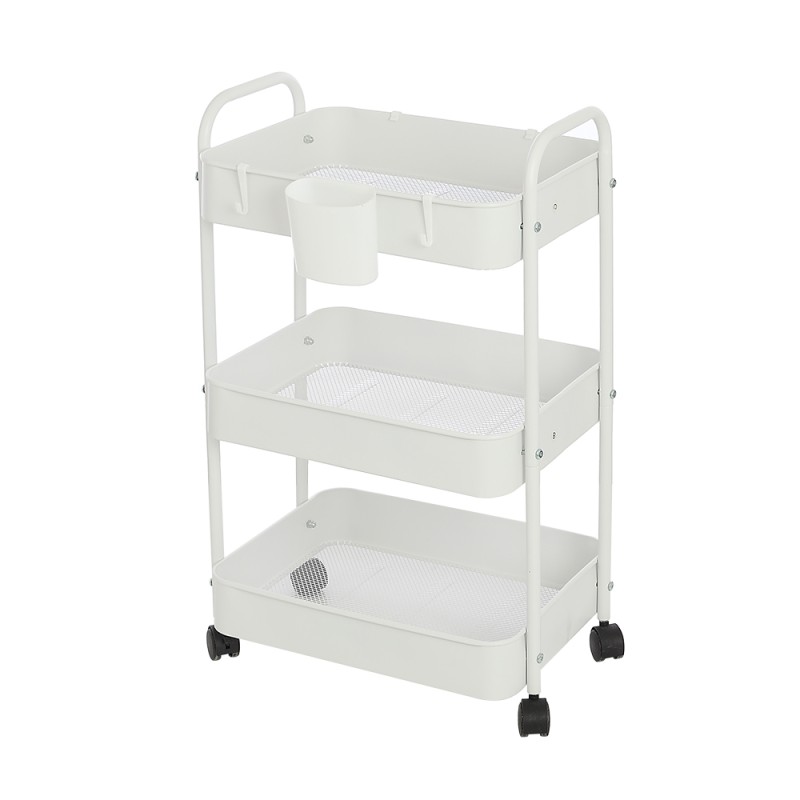 Carrello multiuso in metallo bianco con portata 5 kg per ripiano 