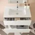 Mobile bagno sospeso 80 cm bianco cannettato e olmo con specchio Porto