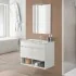 Mobile bagno sospeso 80 cm in legno bianco con lavabo e specchio Oasi