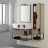 Mobile bagno sospeso 80 cm industrial nero e legno con pensile Baketo