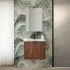 Mobile bagno sospeso 60 cm noce cannettato con lavabo e specchio