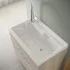 Mobile lavatoio 80x50 cm rovere grigio con vasca e kit di scarico