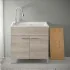 Mobile lavatoio 80x50 cm rovere grigio con vasca e kit di scarico