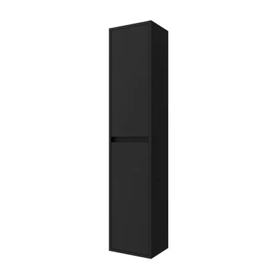 Colonna bagno sospesa 140 cm nero satinato ripiani regolabili Gaya