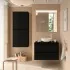 Colonna bagno sospesa 140 cm nero satinato ripiani regolabili Gaya