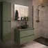 Colonna bagno sospesa 140 cm verde satinato ripiani regolabili Gaya