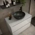 Mobile bagno sospeso 90 cm bianco lucido con top e specchio Gaya