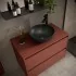 Mobile bagno sospeso 70 cm rosso satinato con top e specchio Gaya