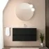 Mobile bagno sospeso 90 cm nero satinato con specchio e lavabo Gaya