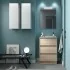 Mobile bagno a terra 60 cm rovere bali con specchio e lavabo Gaya