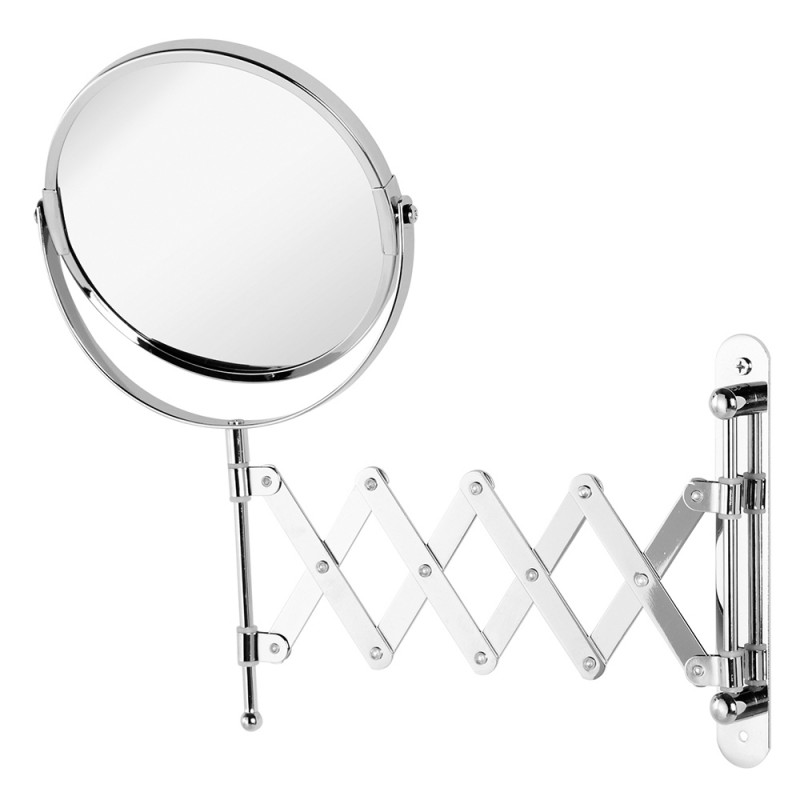 Specchio ingranditore In Acciaio Cromato Da Muro Estraibile Doppio Specchio