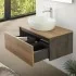 Mobile bagno sospeso 80 cm ossido e rovere con lavabo e specchio Kleo