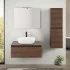 Mobile bagno sospeso 80 cm ossido e noce con lavabo e specchio Kleo