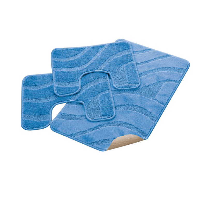 Parure Bagno 3 Pezzi Color Azzurro In Polipropilene 100% Antiscivolo Parure Bagno 3 Pezzi Color Azzurro In Polipropilene 100% Antiscivolo