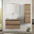 Mobile bagno sospeso 80 cm ossido e rovere con top lavabo e specchio Kleo