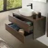 Mobile bagno sospeso 80 cm ossido e noce con top lavabo e specchio Kleo