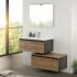 Mobile bagno sospeso 80 cm ossido e rovere con cassetto sfalsato Kleo