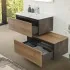 Mobile bagno sospeso 80 cm ossido e rovere con cassetto sfalsato Kleo