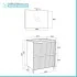 Mobile bagno a terra 80 cm bianco cannettato e grigio con cassetti Porto