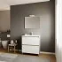 Mobile bagno a terra 80 cm bianco cannettato e grigio con cassetti Porto