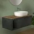Mobile bagno portalavabo sospeso 110 cm grigio lava con top miele Maya