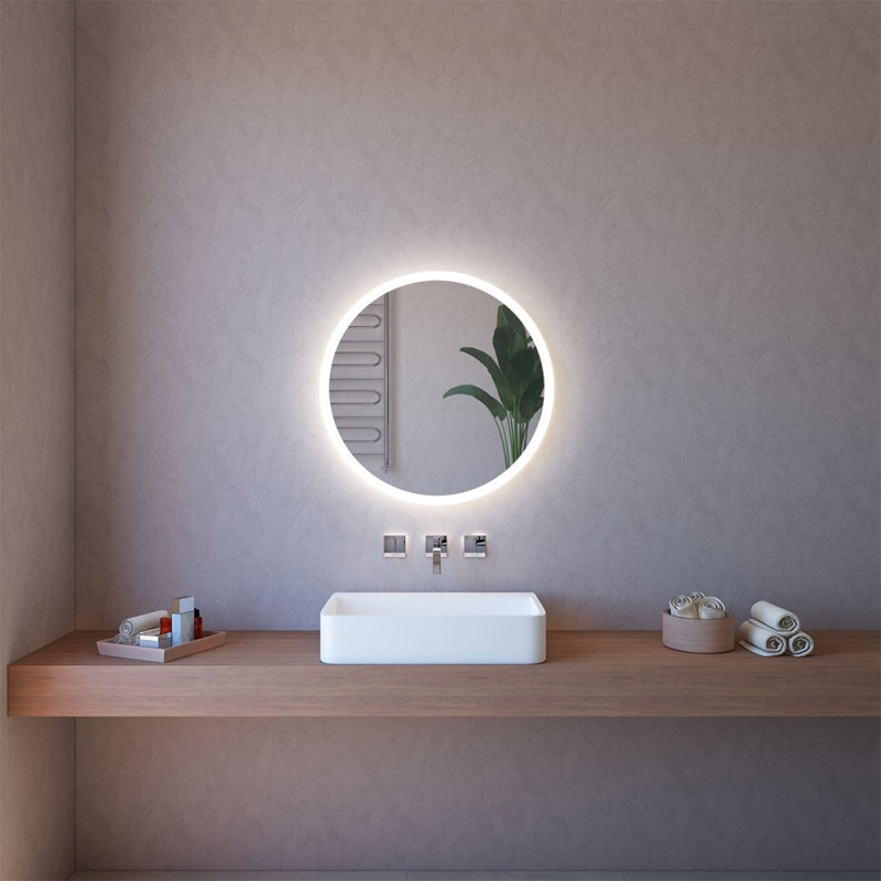 Specchio Rotondo LED 32 Pollici Per Bagno | Retroilluminato 6000K Con Antiappannamento E Touch Dimmerabile