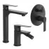 Set miscelatori lavabo alto bidet e doccia con deviatore Flat nero opaco