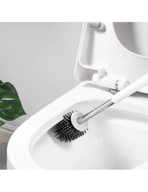 JIGA 3 Pezzi Set Scopino E Porta Scopino Per WC Con Contenitore Per Bagno Setole Rigide Scopino Per Wc Bianco~p113887817