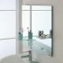 Specchio bagno 80x60 cm a filo lucido con mensole in vetro satinato