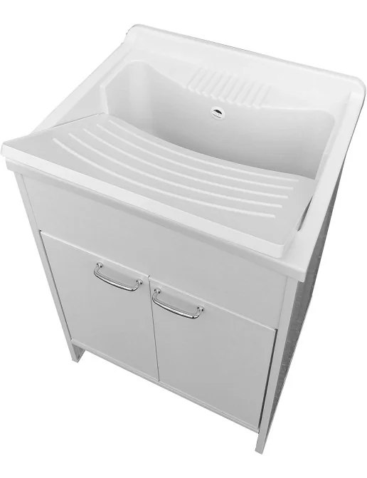 Vasca Lavatoio In Resina 60x60 Cm - Ricambio Per Lavanderia, Bianco, Resistente Agli Acidi - Foto 2