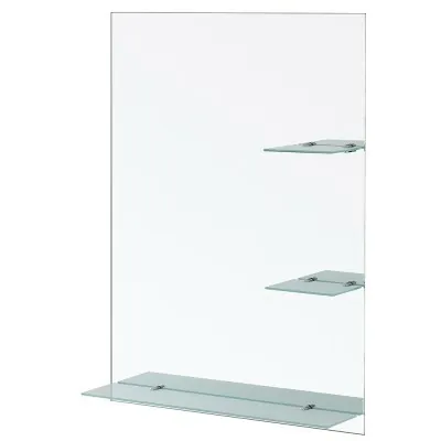 Specchio Rettangolare con Mensole in Vetro Satinato Spessore 6 mm
