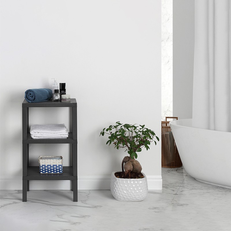 Home Zone Living Scaffale Portaoggetti Da Bagno 3 Ripiani - Telaio In Acciaio, Piedini Regolabili, Bianco