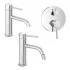 Set rubinetti lavabo bidet e doccia a due vie in acciaio inox Nuego