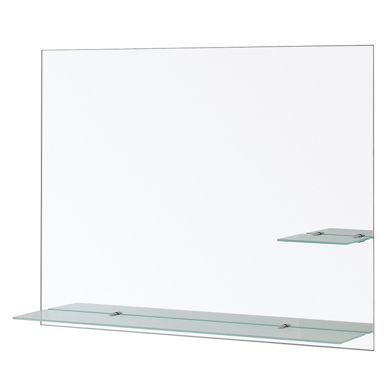 Specchio Rettangolare con Mensole in Vetro Satinato Spessore 6 mm Specchio Decorativo Con Mensole In Vetro Satinato 80x60H