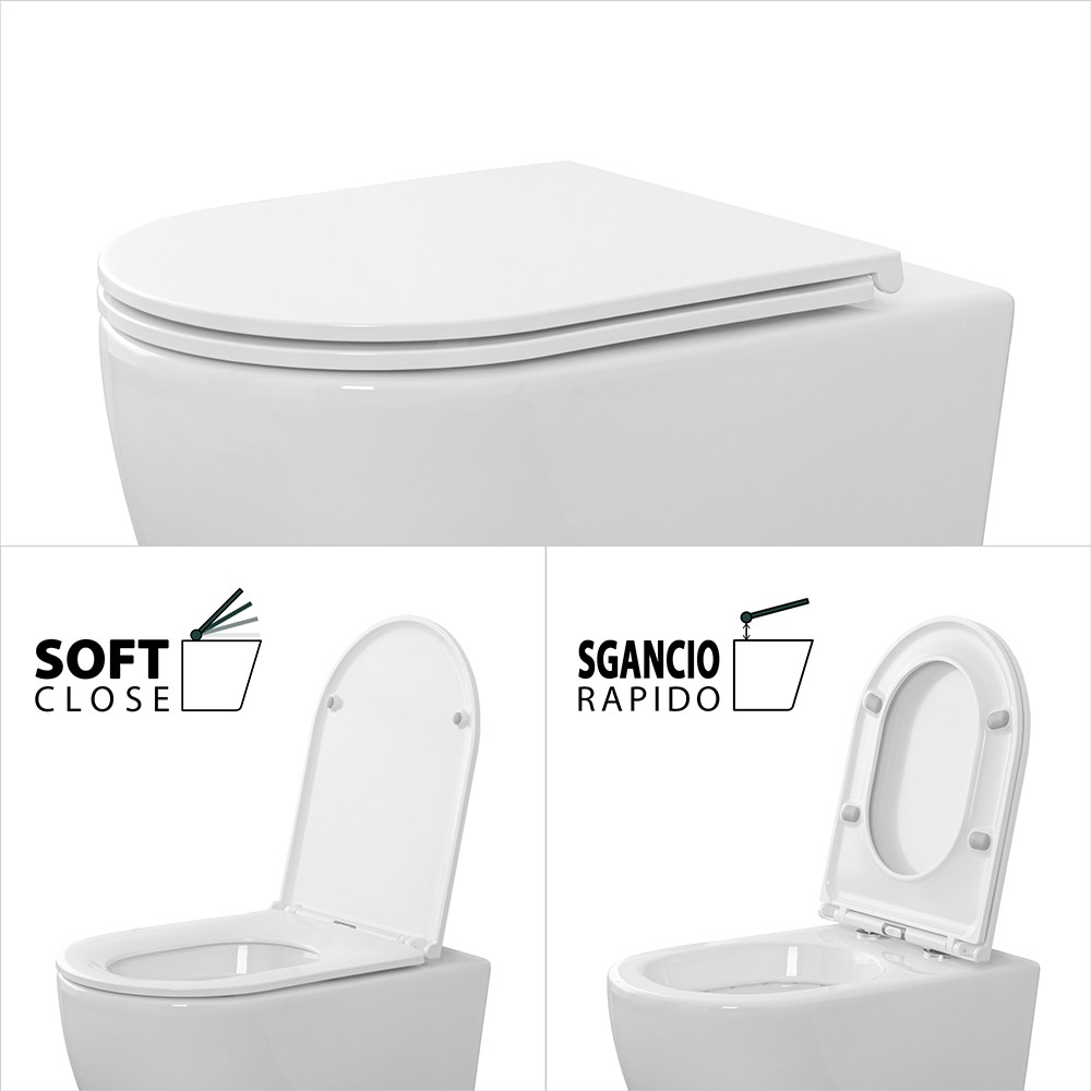 Sedile originale per wc Comoda sgancio rapido e chiusura soft-close